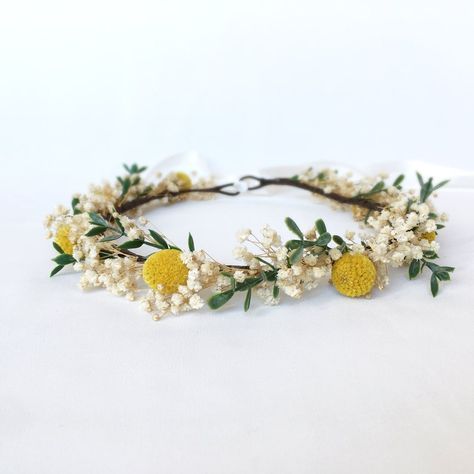 Yellow Flower Wreath, Yellow Flower Crown, Wildflower Crown, Baby Breath Flower Crown, Ball Flowers, Crown Baby Shower, Late Summer Flowers, Baby Flower Crown, Orange Wedding Flowers