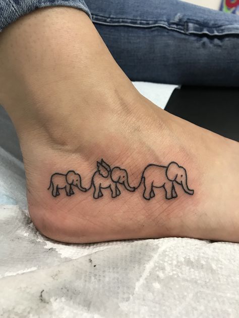 Lost Family Tattoo, Elephant Wings Tattoo, Elephant Tattoos With Angel Wings, Angel Sibling Tattoo, Three Elephants Tattoo, Tattoos For A Lost Sibling, Tattoos For Lost Siblings, Tattoo For Lost Sibling, Elephant Angel Tattoo