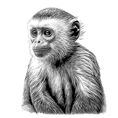 Capuchin Monkey Tattoo, Capuchin Monkey Illustration, Capuchin Monkey Drawing, Monkey Drawing Sketch, Monkeys Drawing, Golden Langur, Monkey Drawing Easy, Funny Monkey Pictures, Monkey Tattoo