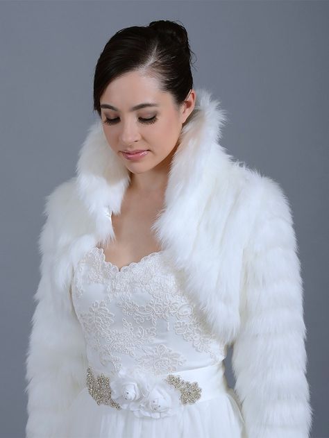 Bridal Cardigan, Wedding Dresses Bohemian, Simple Wedding Dress Boho, Faux Fur Bolero, White Faux Fur Jacket, Fur Bolero, Xmas Wedding, Faux Fur Shrug, Faux Fur Shawl