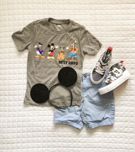 loving this Mickey Mouse outfit for a little boy to wear to Disney. high-top Mickey sneakers + classic Mickey ears and a cute Disney & Friends grey tee = cute clothes for Disney! Magic Kingdom Shirts For Boys, Boys Disney World Outfits, Sibling Disney Outfits, Toddler Boy Disney World Outfits, Disney Outfits For Boys, Disney Clothes Kids, Disney Outfits For Teens, Boys Disney Outfits, Boy Disney Outfits