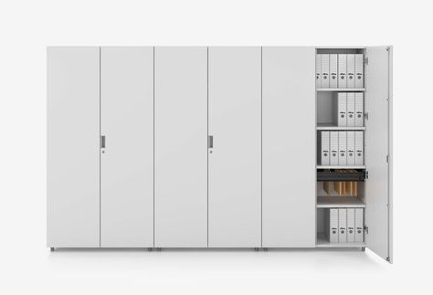 Storage - Contact Sarah Bartolomei for more information: Sarah.Bartolomei@vitra.com Office Full Height Storage, Full Height Storage, Workroom Storage, Acoustic Panelling, Store Pics, Cabinet Office, Mdf Cabinets, Storage Wall, Office Inspo