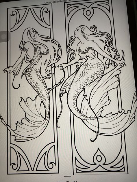 3 Mermaids Tattoo, Two Tailed Mermaid, Mermaid Hunter, Art Deco Mermaid Tattoo, Mermaid Sisters Tattoo, Art Deco Mermaid, Irish Mermaid Tattoo, Mystical Mermaid Tattoo, Mermaid Tattoo Designs Sirens