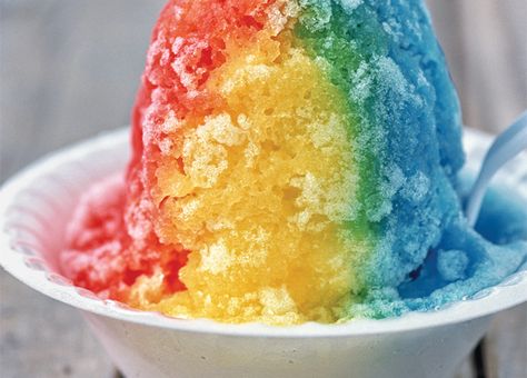 Homemade Slushies, Shaved Ice Recipe, Ice Recipes, Hawaiian Rainbow, Snow Cone Syrup, Hawaiian Shaved Ice, Rainbow Treats, Summer Somewhere, Sno Cones