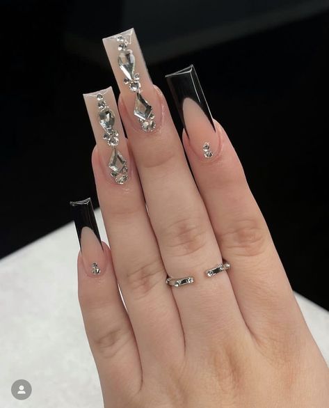 Acrylic Nails Nude, Edgy Nails, Grunge Nails, Glow Nails, French Acrylic Nails, Long Acrylic Nails Coffin, Nails Only, Long Square Acrylic Nails, Designs Nail