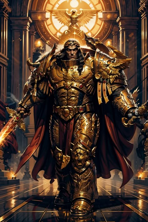 Warhammer 40k Emperor Of Mankind, Emperor Of Mankind Art, Primarchs 40k Art, Warhammer 40k Character Art, Warhammer 40k Primarchs, Warhammer 40k Custodes, Warhammer 40000 Art, 40k Emperor, Custodes 40k