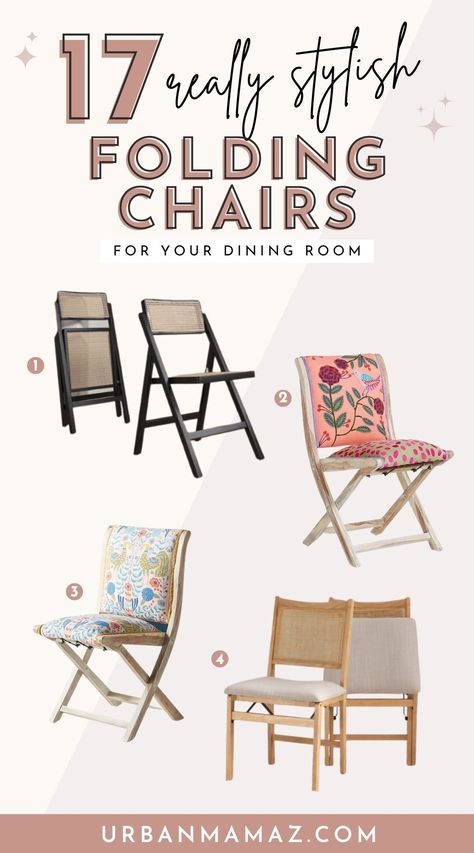 Cute Foldable Chairs, Folding Dining Chairs Space Saving, Nice Folding Chairs, Comfy Folding Chair, Dining Chairs For Small Spaces, Space Saving Dining Chairs, Pretty Folding Chairs, Cute Folding Chairs, Folding Chairs Dining Room