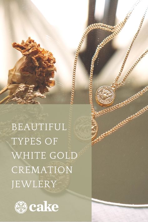 White gold cremation jewelry is some of the most beatiful memorial jewelry. You can quickly honor your loved one's memory and legacy while carrying them with you. These beautiful white gold cremation jewelry are perfect for everyone. #MemorialJewelry #CremationJewelry #Cremation #Funeral Cremation Ashes Ideas, Types Of White, Jewelry Cake, Cremated Remains, Condolence Gift, Cake Blog, Cremation Ashes, Cremation Jewelry, Memorial Jewelry