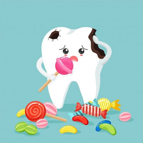 Cute tooth characters feel bad in flat s... | Premium Vector #Freepik #vector #character #cartoon #face #candy Tooth Caries, Teeth Plaque, Dentist Cartoon, Teeth Illustration, Dentist Art, Plaque Teeth, Tooth Cartoon, Dental Logo Design, Dental Posters