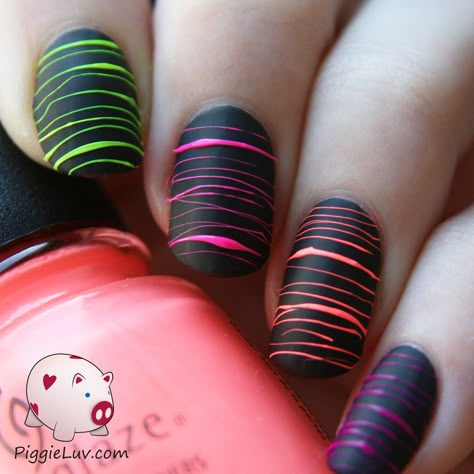 Neon Nail Art, Unghie Sfumate, Her Nails, Nail Swag, Neon Nails, Cute Nail Art, Nail Art Galleries, Beautiful Nail Art, Cute Nail Designs