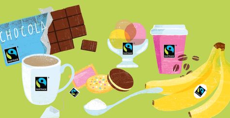 Investigate Fairtrade products | Fairtrade Schools | The Fairtrade Foundation Fairtrade Activities, Fairtrade Fortnight, Vision Board Pics, High Street Shops, Flat Design Illustration, Eco Living, Chocolate Factory, Fruit And Veg, New Clothes