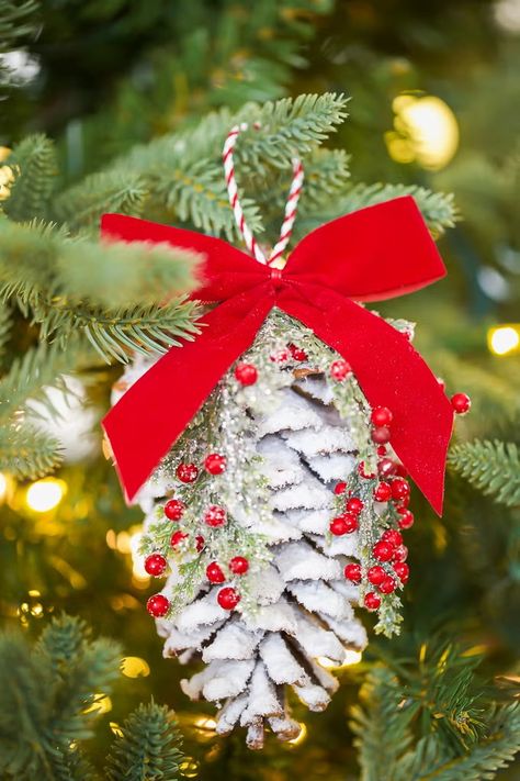 Pinecone Ornament Pinecone Ornaments Diy How To Make, Pinecone Crafts Christmas Ornaments, Pinecone Ornaments Diy, Diy Pinecone Ornaments, Pine Cone Ornaments Diy, Pine Cone Christmas Ornaments, Pinecone Christmas Ornaments, Pine Cone Ornaments, Easy Diy Christmas Ornaments