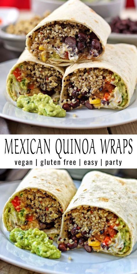 My Mexican Quinoa Wraps are a very easy, fresh to-go food for a picnic or a take-along lunch. Or for any occasion in which you just want to grab something healthy and enjoy good vegan food. You can make these ahead with few fresh ingredients and so much flavor. #vegan #schoollunch #lunch #picnic #glutenfree #mealprep #dinner #dairyfree #contentednesscooking Food For A Picnic, Quinoa Wraps, Quinoa Wrap, Mealprep Dinner, Lunch Picnic, Mexican Quinoa, Makanan Diet, God Mat, Idee Pasto Sano