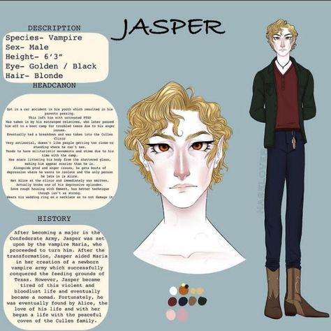 Jasper Hale Headcanon, Jasper Hale Fanart, Twilight Fanart, Jasper Cullen, Jasper Twilight, Twilight Art, Twilight Fanfiction, Carlisle Cullen, Vampire Twilight