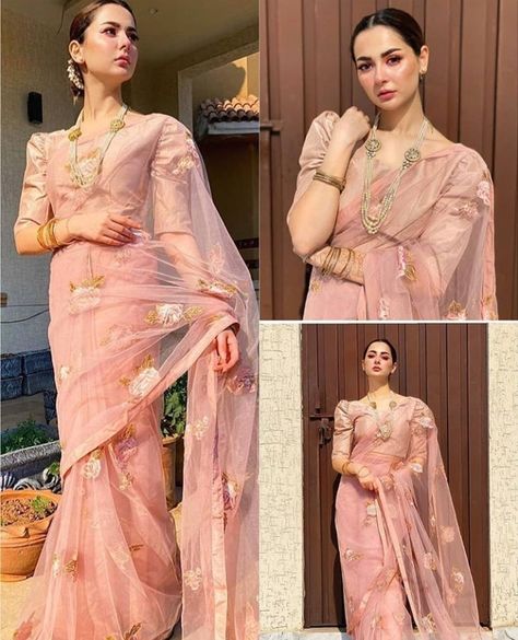 Hania Amir Saree, Bengali Dress, Farewell Sarees, Dress Stitching, Indian Anarkali, Hania Amir, Latest Model Blouse Designs, Indian Bride Outfits, Traditional Dresses Designs