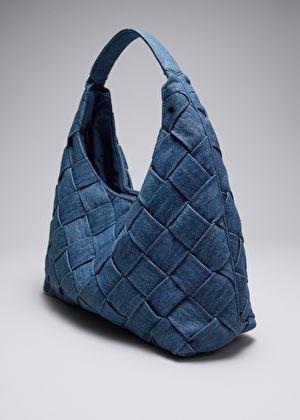 Denim Clothing and Accessories | & Other Stories Braided Denim, Denim Handbags, Craft Tote Bag, Bleached Denim, Denim Tote, Jeans Bag, Denim Accessories, Baguette Bag, Belt Accessories