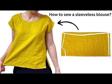 (1515) DIY//Sleeveless Linen Blouse/How to sew a Sleeveless Blouse/for beginners. - YouTube Sleeveless Top Pattern, Simple Blouse, Blouse Diy, Linen Blouse, How To Sew, Learn To Sew, Top Pattern, Sleeveless Blouse, Dressmaking