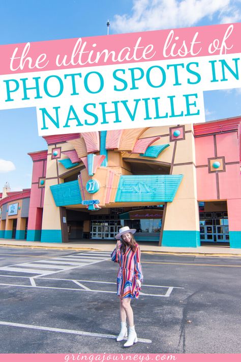 This guide details the best places to take photos in Nashville, Tennessee, including murals in Nashville and their locations. #visitnashville #musiccity #nashtown | Nashville photo inspiration | What to do in Nashville TN | Nashville Tennessee things to do in | Nashville photography locations | Nashville photography downtown | Nashville photo spots | Nashville photo ideas | Nashville Instagram pictures | Nashville Instagram spots | Instagrammable Nashville Pictures In Nashville, Places In Nashville, Nashville Tennessee Vacation, Nashville Map, Nashville Murals, Nashville Travel Guide, Nashville Vacation, Visit Nashville, Tennessee Travel