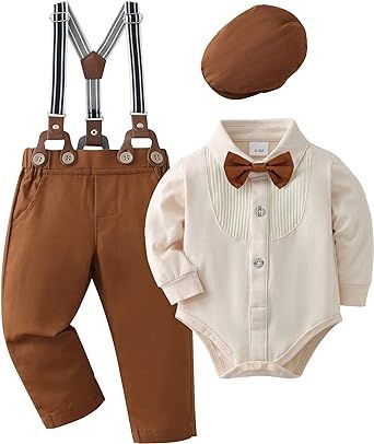 Baby Boy Dress Clothes, Baby Tuxedo, Boy Baptism Outfit, Baby Kleidung, Gentleman Outfit, Bodysuit Shirt, Baby Boy Dress, Bowtie And Suspenders