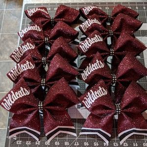 Cheer Bow Holder, Cute Cheer Bows, Cheer Competition, Cheer Megaphone, Custom Cheer Bows, Cheer Hair Bows, Glitter Cheer Bow, Cheer Camp, Cheerleading Hairstyles