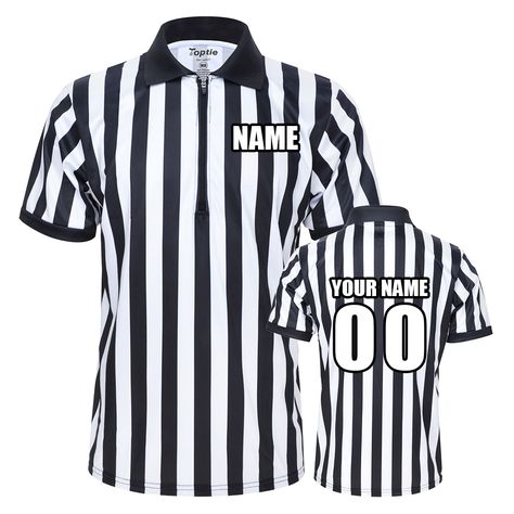 TOPTIE Mens Pro-Style Referee Shirt with Zipper Personalized with Names, Numbers and Personalized Messages Referee Shirts, Shirt With Zipper, Team Uniforms, Football And Basketball, Custom Products, Professional Look, Sport Football, Swag Outfits, Online Design