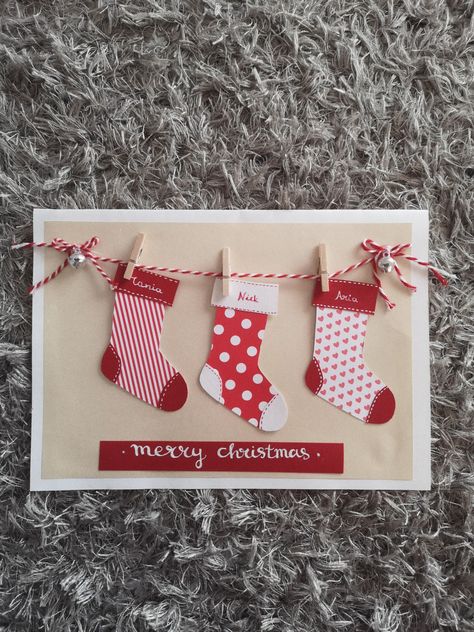 Christmas Greeting Cards Handmade Ideas, Stocking Christmas Cards, Diy Christmas Envelopes, Home Made Christmas Cards Ideas, Cute Handmade Christmas Cards, Fast Christmas Crafts, Diy Christmas Cards Handmade Paper Crafts, Christmas Cards Ideas Handmade, Diy Christmas Cards Handmade Ideas