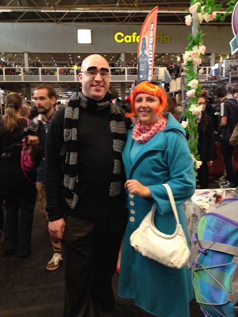 Us cosplaying as Gru and Lucy Wilde. Was a lot of work on the outfits but it was all worth it :) #despicableme2 #gru #lucywilde Gru And Lucy Matching Wallpaper, Lucy And Gru Costume, Gru Costume, Gru And Lucy, Lucy Wilde, Couple Costume, Despicable Me 2, Halloween Costume Outfits, Matching Wallpaper