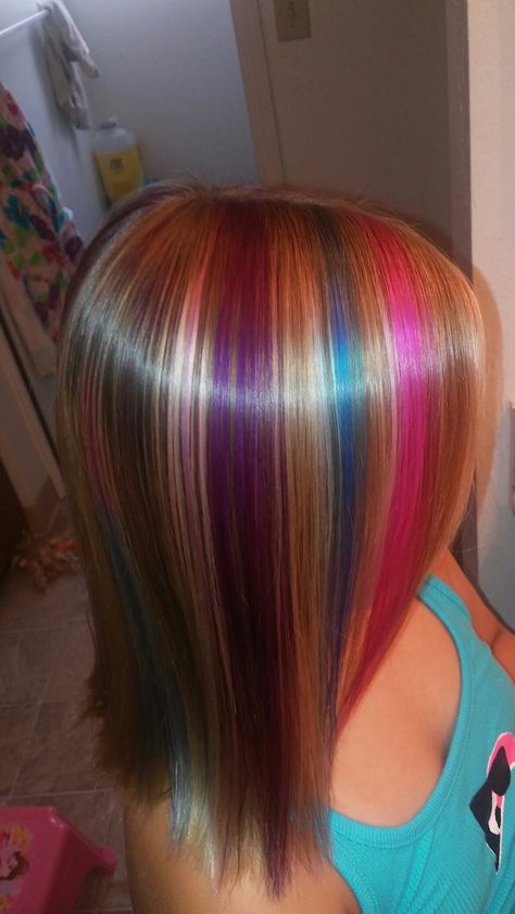 Pink Purple Highlights, Pink And Blue Highlights, Purple Hair Streaks, Neon Hair Color, Neon Hair, Purple Highlights, Black Hair With Highlights, Hair Streaks, Dyed Hair Inspiration