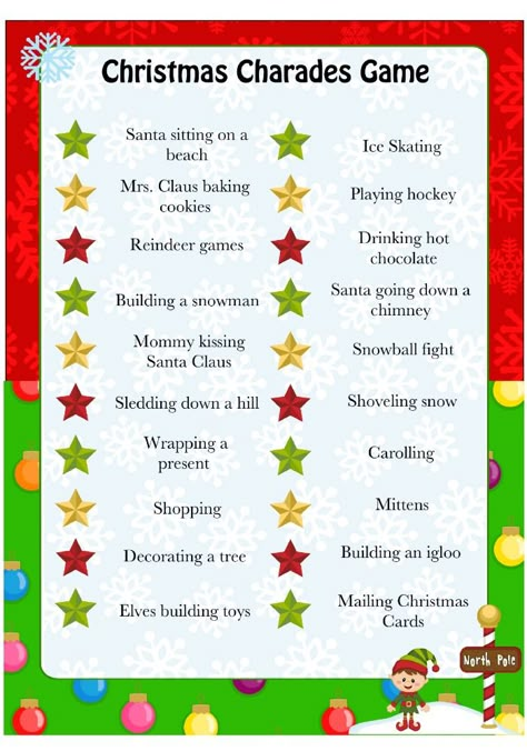 This is a fun & silly Christmas Charades game perfect for a family date night or for a children's Christmas party. Be prepared to laugh! Christmas Charades Game, Christmas Group Games, Christmas Charades, Charades Game, Xmas Games, Fun Christmas Party Games, Games Christmas, Printable Christmas Games, Christmas Games For Kids