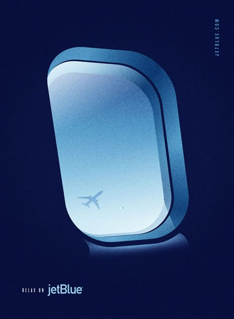 jetBlue Illustration by Lab Partners for Goodby, Silverstein and Partners Travel Campaign, Funny Commercial Ads, Minimal Flat, Best Posters, Aviation Posters, Funny Commercials, Graphic Design Collection, 타이포그래피 포스터 디자인, Airplane Window