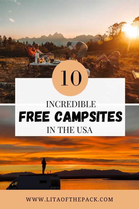 Ready to try some budget camping? Get this great list of the 10 best free campsites in the US, including camping near national parks, mountains, and state parks. Find out some key things you need to know about dispersed camping and boondocking. Get ready to get outdoors and see why these spots are some of the best! Best Camping Spots In The Us, Camping Trips Ideas, Moto Camping, Budget Camping, Surviving Winter, Converted Van, Dispersed Camping, How To Camp, Nature City