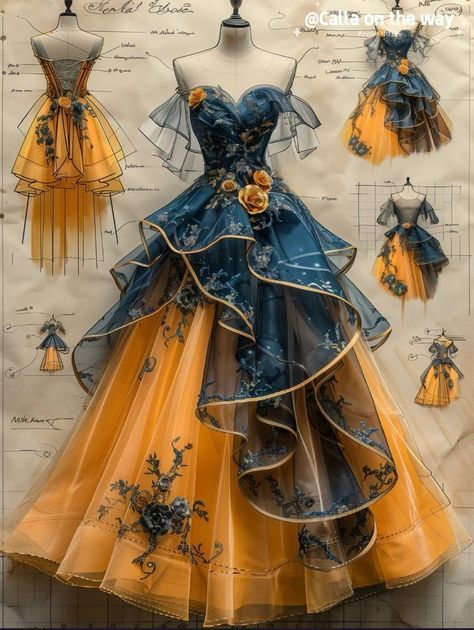 Fashion Drawing Dresses, Dress Design Sketches, Fashion Illustration Dresses, Fantasy Gowns, Fairytale Dress, Fantasy Dress, Fashion Inspiration Design, Fantasy Fashion, Fancy Dresses