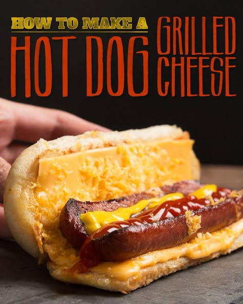 Grilled Cheese Hot Dog, Hot Dogs Recipes, Gourmet Hot Dogs, Cheese Dog, Griddle Cooking, Chili Dogs, Grilled Cheese Recipes, Hot Dog Recipes, Corn Dogs