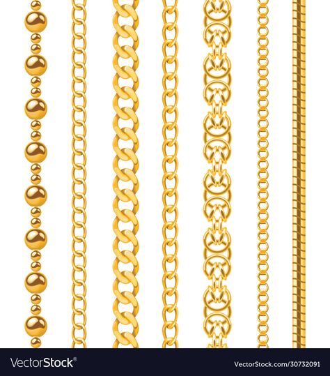 Gold Chain Pattern, Gold Chain Png, Chain Illustration, Chain Vector, Design Pattern Art, Frame Border Design, Jewelry Design Drawing, Jewelry Drawing, Digital Borders Design