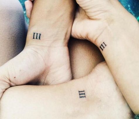 roman numeral 3 Roman Numeral 3, Siblings Tattoo For 3, Wedding Date Tattoos, Related Tattoos, Roman Numeral Tattoo, Numeral Tattoo, Matching Best Friend Tattoos, Roman Numeral Tattoos, Small Forearm Tattoos