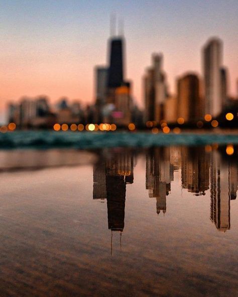 #city #lights #buildings #landscape #reflection #sky #backgrounds #wallpapers #colours Water Reflection Photography, Chicago Sunrise, Photography Practice, Symmetry Photography, James Nachtwey, Cover Photography, Wall Pics, Reflection Photos, Building Photography