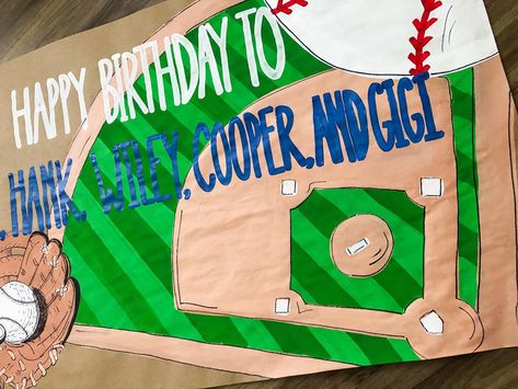 Baseball banners ⚾️🤩❤️ Baseball Banner, Paper Banners, Diy Banner, Cow Bell, Cow, Art Drawings, Drawings