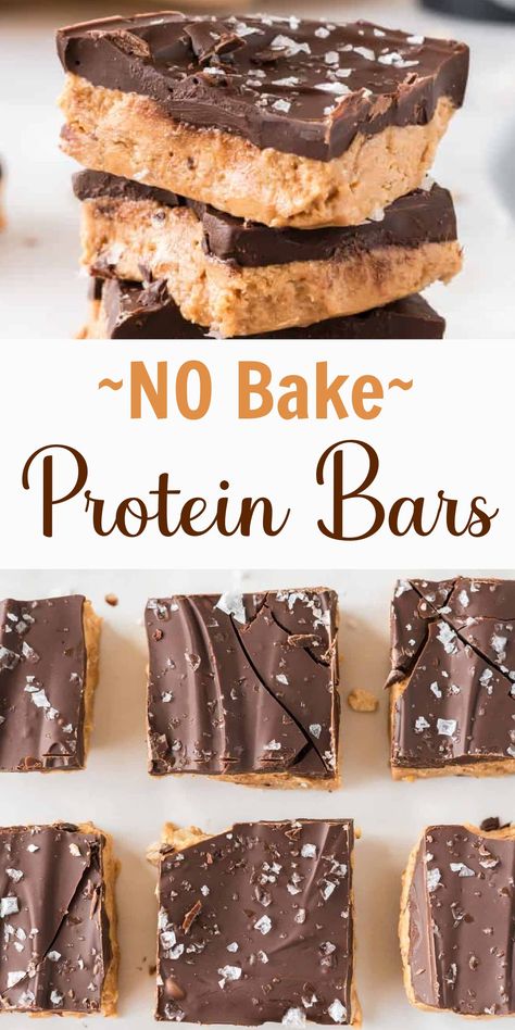 These no bake protein bars are made with just 7 ingredients. Easy gluten free wholesome homemade protein bars made in minutes! Easy Protein Bars, Homemade Protein Bars, No Bake Protein Bars, Chocolate Honey, Peanut Butter Protein Bars, Protein Baking, Protein Bars Homemade, High Protein Desserts, Healthy Protein Snacks