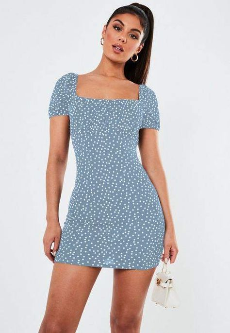 Blue Polka Dot Milkmaid Mini Dress Milk Maid, Short Sleeve Mini Dress, Blue Polka Dots, Mini Dress With Sleeves, Cute Casual Outfits, Outfits For Teens, Fashion Inspo Outfits, Chic Outfits, Cute Dresses