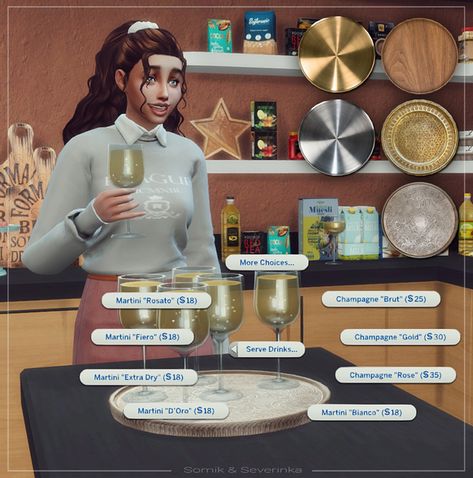 Functional Drinks Tray | Somik and Severinka on Patreon Sims 4 Functional, Drink Tray, Sims 4 Kitchen, Sims 4 Cas Mods, Free Sims 4, The Sims 4 Packs, Sims 4 Game Mods, Sims 4 Expansions, Tumblr Sims 4