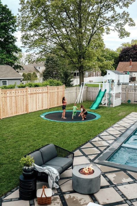 Diy Trampoline, Ground Trampoline, In Ground Trampoline, Nesting With Grace, Play Area Backyard, Backyard Remodel, Backyard Playground, Backyard Inspiration, Backyard Play