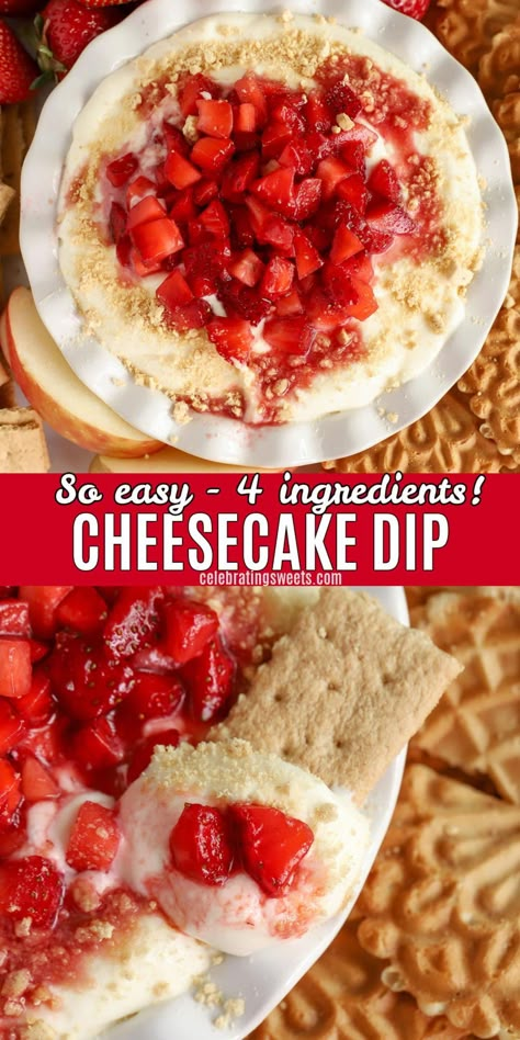 Dip For Graham Crackers, Strawberry Cheesecake Dip, Cheesecake Dip Recipe, Celebrating Sweets, Dessert Dip Recipes, Sweet Appetizer, Cake Dip, Dessert Dip, Delicious Dips Recipes