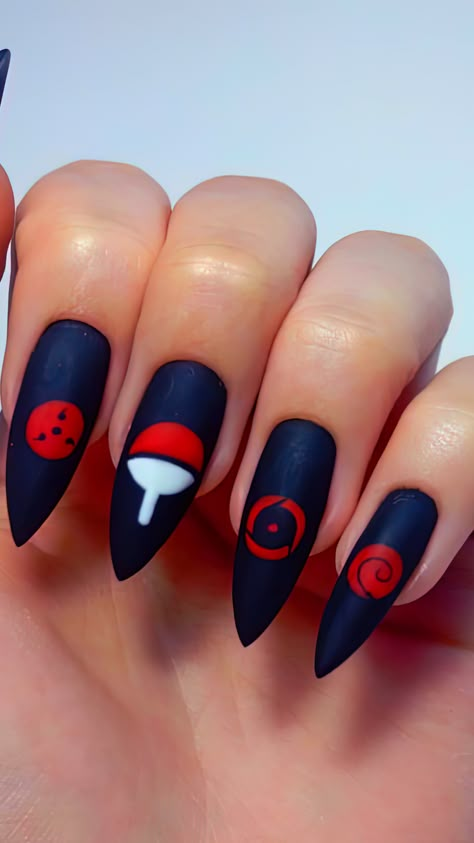 Naruto Nails, Nail Simple, Anime Nail, Disney Acrylic Nails, Halloween Acrylic Nails, Anime Nails, Grunge Nails, Cute Acrylic Nail Designs, Simple Acrylic Nails