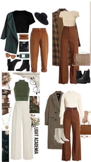 Khaki Casual Outfit, Blazer Outfit Work Women, Boho Office Outfit Winter, Classic Overalls Outfit, Light Taupe Pants Outfit, Outfits For Redheads Summer, Millennial Corporate Attire, Dark Academia Graduation Outfit, Brown Sleeveless Turtleneck Outfit