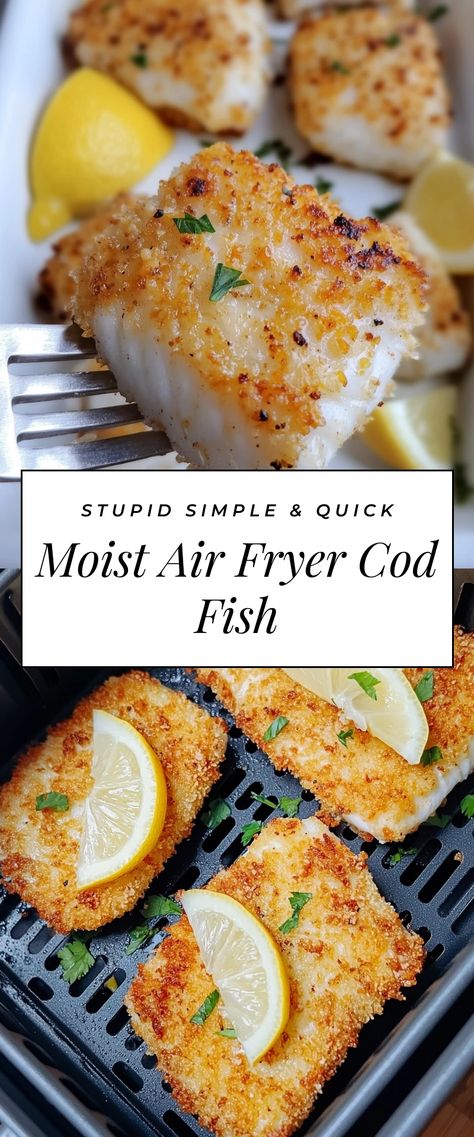 Image for Moist Air Fryer Cod Fish Basic Healthy Recipes, Cod Recipes Healthy Air Fryer, Cod With Pesto Recipes, Stovetop Fish Recipes, Air Fryer Meal Prep Ideas, Healthy Cod Dinner Recipes, Long Cod Recipes, How To Make Cod Fish Recipe, Fish In Airfryer