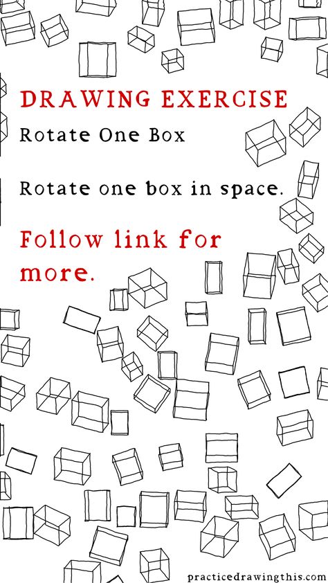 Drawing Exercises - Rotate one box in space. Word Drawings, Bell Work, Practice Drawing, Drawing Exercises, Writing Crafts, Drawing Lessons, Online Workouts, In Space, Drawing Techniques