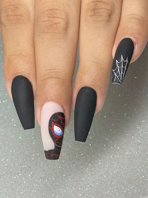 Across The Spider Verse Nails, Into The Spiderverse Nails, Spider Verse Nails, Spider Across The Spider Verse, Fake Nails Designs, Into The Spiderverse, Hard Nails, Into The Spider Verse, Nails Fake