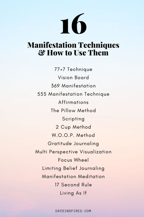 Manifestation Techniques, How To Use, The Top