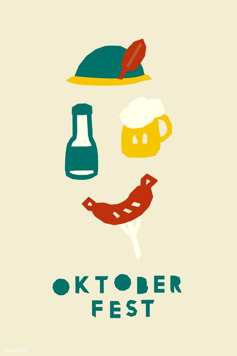 Oktoberfest beige poster template with food vector | premium image by rawpixel.com / katie Oktoberfest Illustration, Oktoberfest Poster, Oktoberfest Design, Vikings Beer, Art Identity, Beer Illustration, Beer Icon, Oktoberfest Food, Heritage Day