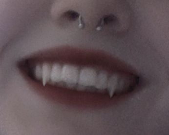 Teeth Fangs Natural, Vampire Fang Aesthetic, Fangs Aesthetic, Teeth Gaps Aesthetic, Teeth Aesthetic, Straight Teeth, Vampire Teeth, Smile Teeth, Gap Teeth